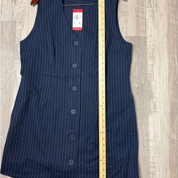 Steve Madden NWT Navy Pinstripe Button Front Sleeveless Blazer Dress XL - Picture 12 of 14